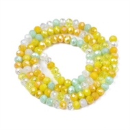 5 strenge facet glasperler  - gyldne/mint/hvid - 3x2 mm.